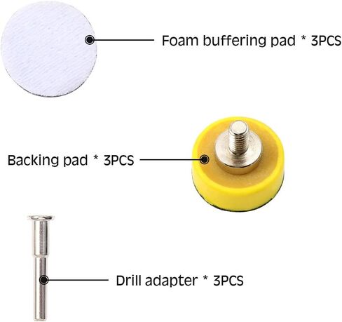 Hook and Loop Sanding Discs Pad Kit 3 Packs 1 Inch with 1/4 Inch Shank Drill Attachment Backing Pads and Soft Foam Layer Buffing Pad in Saudi Arabia