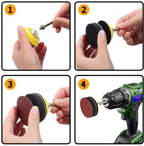 Hook and Loop Sanding Discs Pad Kit 3 Packs 1 Inch with 1/4 Inch Shank Drill Attachment Backing Pads and Soft Foam Layer Buffing Pad in Saudi Arabia