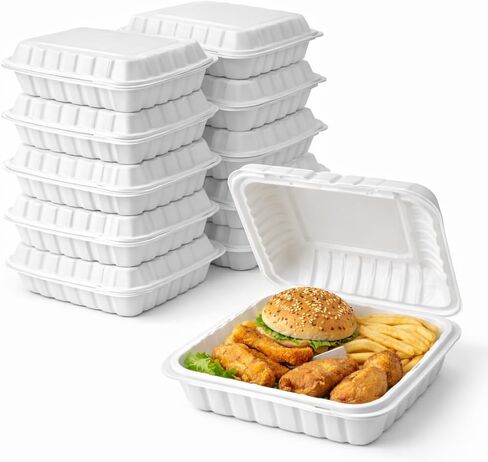 8x8 Clamshell Food Containers 100 Pack – BPA Free PP Takeout Boxes, Reusable Leak-Resistant Food Storage in Saudi Arabia