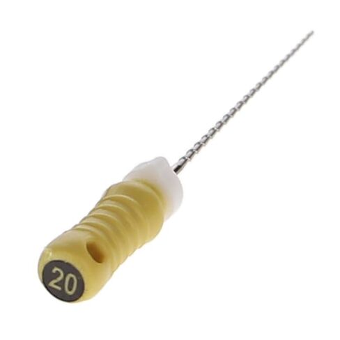 HSB 400453، مبرد Hedstrom اللبية من الفولاذ المقاوم للصدأ - أدوات طب الأسنان الدقيقة لعلاج قناة الجذر - فولاذ جراحي عالي الجودة، 21 مم، #20، أصفر، 6/عبوة in Saudi Arabia