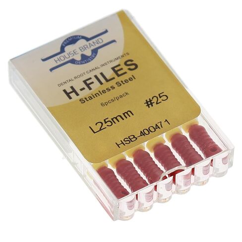 HSB 400471, Hedstrom Endodontic Files Stainless Steel - Precision Dental Instruments for Root Canal Treatment - High-Quality Surgical Steel, 25mm, #25, Red, 6/Pk in Saudi Arabia