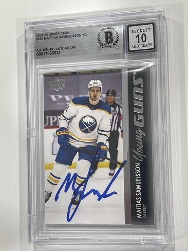 وقع Mattias Samuelsson على بطاقة UD Young Guns RC Slabbed Beckett BAS IP Auto a - بطاقات الهوكي Slabbed الموقعة من المبتدئين in Saudi Arabia