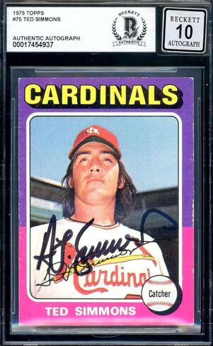 Ted Simmons Gem Mint 10 Beckett BAS Signed 1975 Topps Autograph - Baseball Slabbed Autographed Cards in Saudi Arabia