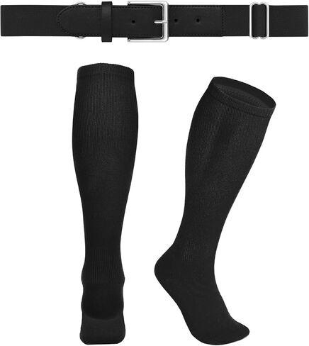 WERFORU Baseball Sock and Belt Combo Set Baseball Uniform Sock and Belt Elastic Softball Sock and Belt for Adults and Youth in Saudi Arabia