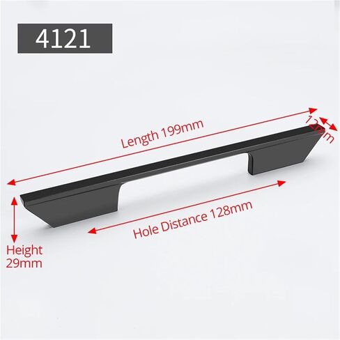 Black Kitchen Handle Aluminium Alloy Door Pulls Wardrobe Cabinet Furniture Hardware 1Pcs(Hole Distance 128mm) in Saudi Arabia
