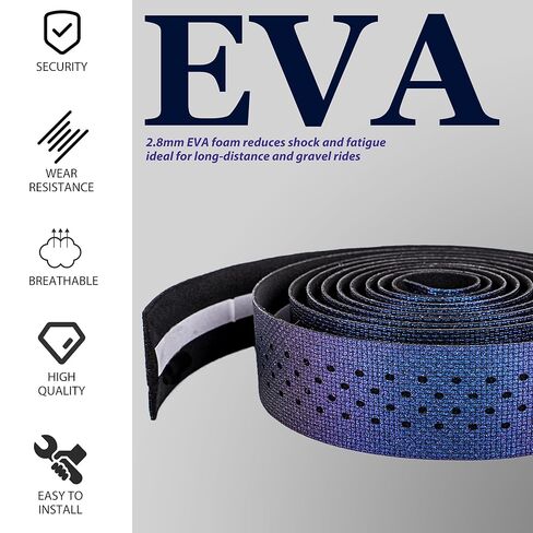 شريط مقود الدراجة EVA، شريط قبضة الدراجة، شريط متدرج لدراجات الطرق والحصى، غير قابل للانزلاق، ممتص للصدمات، قبضة مريحة، سهل التركيب in Kuwait
