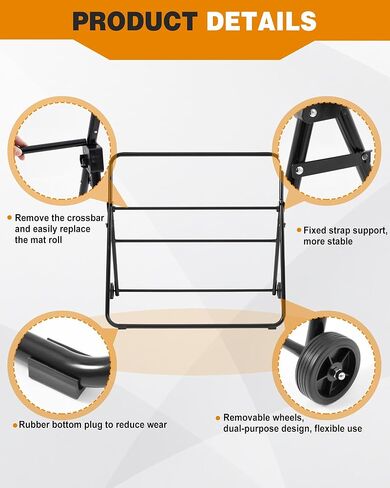 حامل بكرة حصيرة متنقل قابل للتعديل من بلولو مع عجلات وسادات ماصة للزيت، حامل حصيرة محمول، ملحقات عربة المرافق لمصنع مرآب ورشة العمل، سهل الحركة (نمط قابل للتعديل) in Kuwait