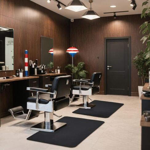 سجادة أرضية صالون الحلاقة مقاس 3 × 5 أقدام من BarberPub مضادة للتعب، سجادة أرضية كرسي الحلاقة لمصفف الشعر مستطيلة بسمك 1/2 بوصة 0040 أسود in Kuwait