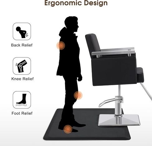 سجادة أرضية صالون الحلاقة مقاس 3 × 5 أقدام من BarberPub مضادة للتعب، سجادة أرضية كرسي الحلاقة لمصفف الشعر مستطيلة بسمك 1/2 بوصة 0040 أسود in Kuwait