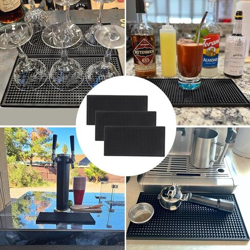10 Pack 6 x 12 Inch Rubber Bar Mats, 12" x 6" Black Bar Service Mat for Countertop, Bartending, Efficient and Stylish Solution for Every Bartending Need,by KUKLIPJIM in Saudi Arabia