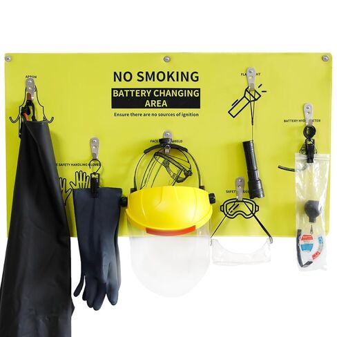 7-in-1 Complete Battery PPE Kit for Forklift Battery Maintenance – Wall-Mount PPE Station for Lift Battery Water Handling, Propane Tasks & Warehouse Safety Gear Storage in Saudi Arabia
