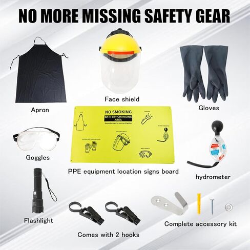 7-in-1 Complete Battery PPE Kit for Forklift Battery Maintenance – Wall-Mount PPE Station for Lift Battery Water Handling, Propane Tasks & Warehouse Safety Gear Storage in Saudi Arabia