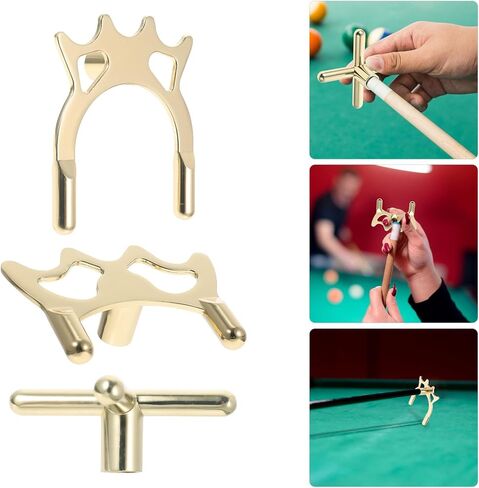 3pcs Metal Snooker Pool Bridge Heads Set with Cross, Low and High Forks, Rust-Proof Professional Billiard Accessories for Game Room and Table Play in Saudi Arabia