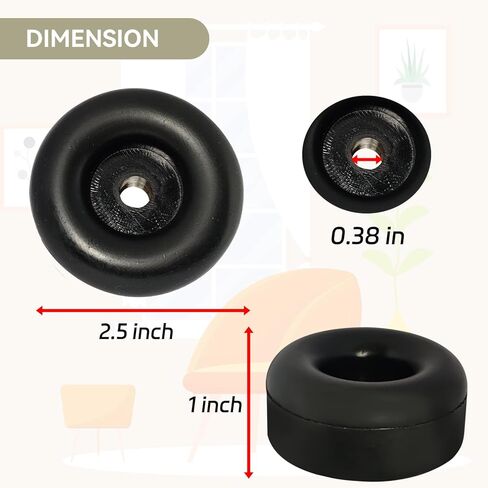 Heavy Duty Rubber Anti Vibration Feet Pads for Generators, Pressure Washers, Air Compressors, Round Rubber Bumper, 1 X 2.5 in Vibration Dampeners with Screw Kits (2 Pack) in Kuwait