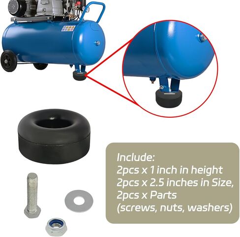 Heavy Duty Rubber Anti Vibration Feet Pads for Generators, Pressure Washers, Air Compressors, Round Rubber Bumper, 1 X 2.5 in Vibration Dampeners with Screw Kits (2 Pack) in Kuwait