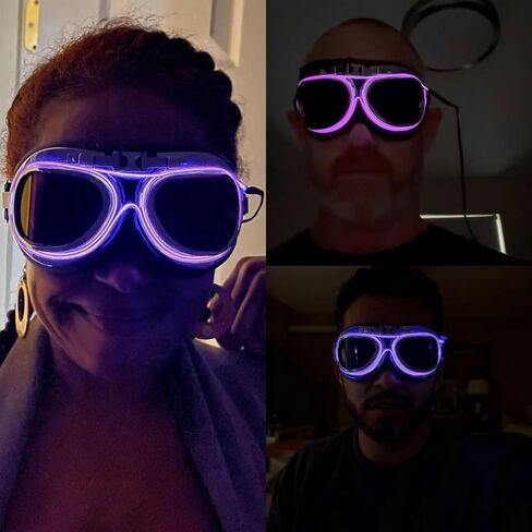 BADALU Vintage Aviator Goggles, Motorcycle LED Steampunk Goggles Glow in the Dark Retro Cosplay Accessories Adult Halloween Party in Kuwait