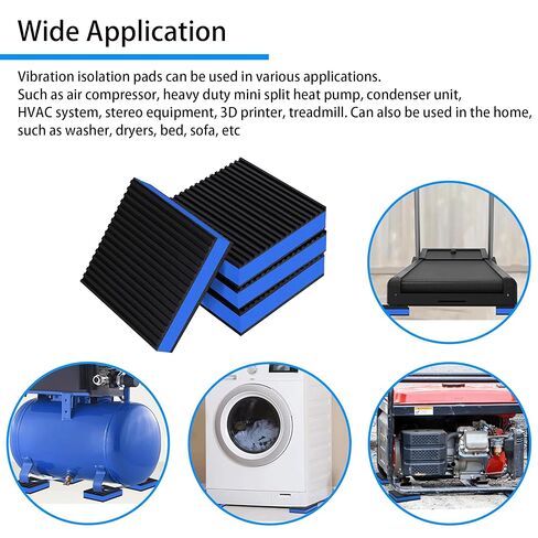 4 Pack Rubber Anti Vibration Pads, 4'' x 4'' x 7/8'' Heavy Duty EVA Sound Isolation Pads, for Compressor, Air Conditioner, Washing Machine, Dryer, Treadmill in Kuwait