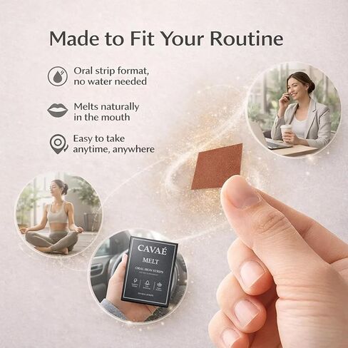Cavae Iron Melts, with 19mg Ferric Saccharate, Folate, Citric Acid, Monk Fruit, Naturally Enhances Iron Absorption, Gut Health, Boost Energy,Zero Sugar, Raspberry Flavor, 30 Oral Strips (1) in Kuwait