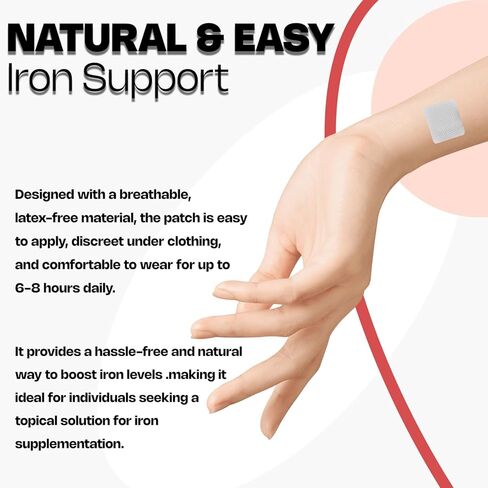 Iron Topical Patch – Easy to Use, 60 Days Supply – Sugar-Free, Latex-Free, Natural Alternative – Supports Daily Wellness & Vitality in Kuwait
