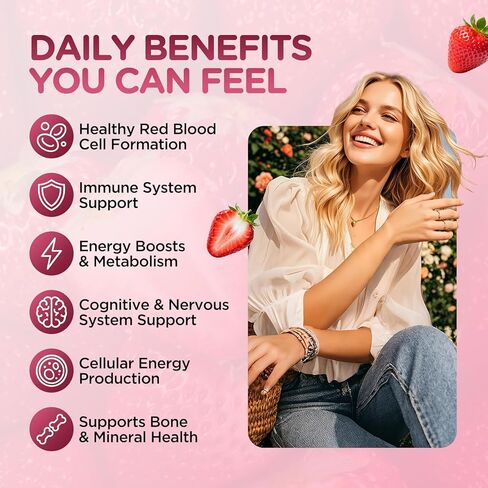 Iron Gummies for Women, Triple Iron Supplement with Multivitamin Iron Gummies with Vitamin C, A, B, Folate, Copper, Zinc for Energy & Blood Support, Immune Health, Vegan, Strawberry Flavor, 60 Counts in Saudi Arabia