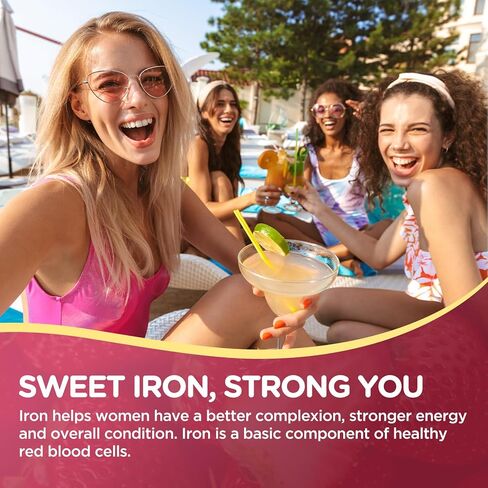 Iron Gummies for Women, Triple Iron Supplement with Multivitamin Iron Gummies with Vitamin C, A, B, Folate, Copper, Zinc for Energy & Blood Support, Immune Health, Vegan, Strawberry Flavor, 60 Counts in Saudi Arabia