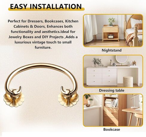 2 Pcs Brass Bail Pulls Floral Ring Drawer Handles with 2.5 Inch (65mm) Center-to-Center Hole Distance Decorative Drop Handles with Flower Base for Cabinet Closet Cupboard Dresser Hardware - Brass in Saudi Arabia