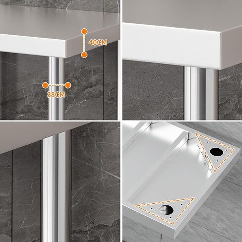 طاولة عمل من الفولاذ المقاوم للصدأ بطبقتين، طاولة عمل تجارية شديدة التحمل مع رف قاعدة (60 × 60 × 60 سم / 23.6 × 23.6 × 23.6) in Kuwait