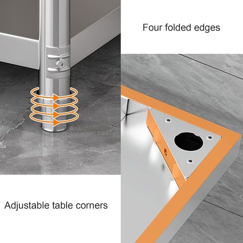 طاولة عمل من الفولاذ المقاوم للصدأ بطبقتين، طاولة عمل تجارية شديدة التحمل مع رف قاعدة (60 × 60 × 60 سم / 23.6 × 23.6 × 23.6) in Kuwait