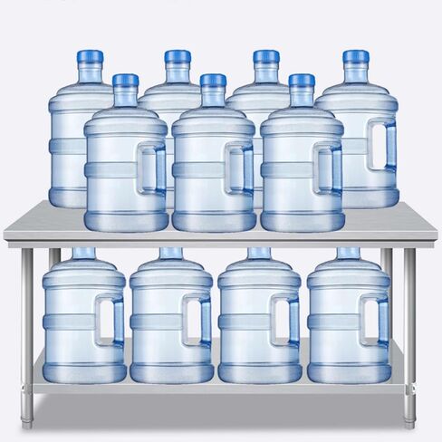 طاولة إعداد الطعام من طبقتين، طاولة عمل تجارية من الفولاذ المقاوم للصدأ، منضدة مطبخ شديدة التحمل مع أقدام قابلة للتعديل ودعم شعاع سفلي in Kuwait