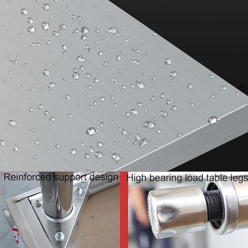 طاولة إعداد الطعام من طبقتين، طاولة عمل تجارية من الفولاذ المقاوم للصدأ، منضدة مطبخ شديدة التحمل مع أقدام قابلة للتعديل ودعم شعاع سفلي in Kuwait