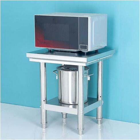 طاولة عمل تجارية مزدوجة شديدة التحمل لتحضير الطعام، طاولة عمل مطبخ مفتوحة مع أرجل قابلة للتعديل (60 × 80 × 80 سم / 23.6 × 31.5 × 31.5) in Kuwait