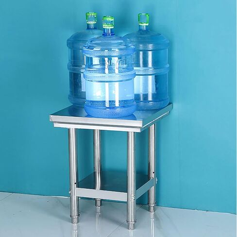 طاولة عمل تجارية مزدوجة شديدة التحمل لتحضير الطعام، طاولة عمل مطبخ مفتوحة مع أرجل قابلة للتعديل (60 × 80 × 80 سم / 23.6 × 31.5 × 31.5) in Kuwait