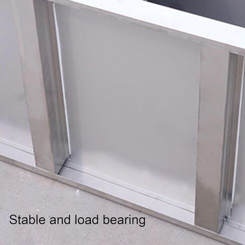 منضدة باب زوجية من الفولاذ المقاوم للصدأ مع مسند ظهر للمطبخ التجاري وطاولة إعداد المطاعم ومقبض مدمج وطاولة عمل معدنية (90 × 60 × 80 سم / 35.4 × 23.6 × 31.5) in Kuwait