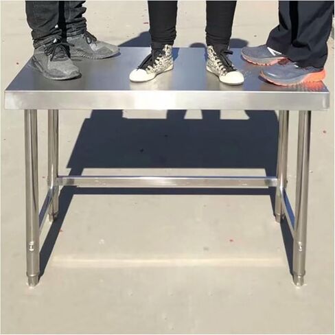 طاولة عمل المطبخ سميكة 304 من الفولاذ المقاوم للصدأ، هيكل مثلث سميك، شعاع ثابت معزز، ارتفاع قابل للتعديل (23.6 × 23.6 × 31.5 بوصة) in Kuwait