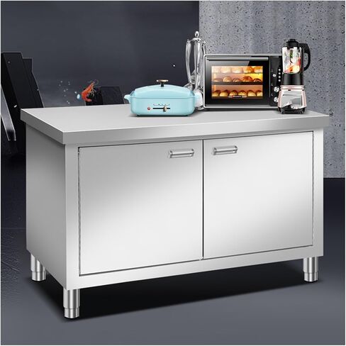 أسطح عمل المطبخ المصنوعة من الفولاذ المقاوم للصدأ، طاولات إعداد الباب المنزلق، طاولات إعداد المكونات الثقيلة وطاولات العمل (100 × 60 × 80 سم / 39.4 × 23.6 × 31.5) in Kuwait