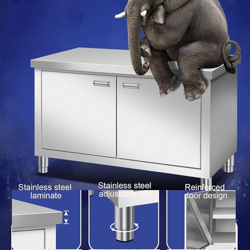 أسطح عمل المطبخ المصنوعة من الفولاذ المقاوم للصدأ، طاولات إعداد الباب المنزلق، طاولات إعداد المكونات الثقيلة وطاولات العمل (100 × 60 × 80 سم / 39.4 × 23.6 × 31.5) in Kuwait