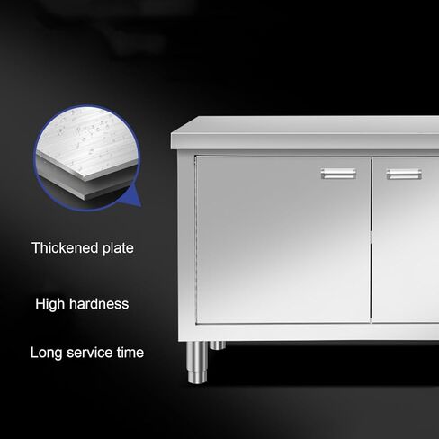 أسطح عمل المطبخ المصنوعة من الفولاذ المقاوم للصدأ، طاولات إعداد الباب المنزلق، طاولات إعداد المكونات الثقيلة وطاولات العمل (100 × 60 × 80 سم / 39.4 × 23.6 × 31.5) in Kuwait