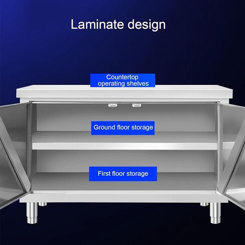 أسطح عمل المطبخ المصنوعة من الفولاذ المقاوم للصدأ، طاولات إعداد الباب المنزلق، طاولات إعداد المكونات الثقيلة وطاولات العمل (100 × 60 × 80 سم / 39.4 × 23.6 × 31.5) in Kuwait