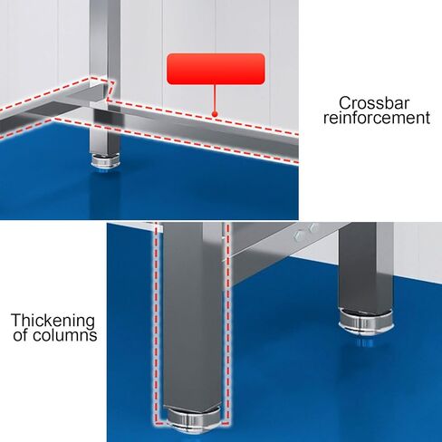 Stainless Steel Workbench with Adjustable Bottom Corner Heavy Duty Commercial Prep Table Thickened and Widened Column Rubber Feet in Saudi Arabia
