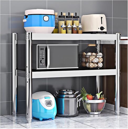 2-Tier Restaurant Kitchen Thickened Stainless Steel Work Table The Bottom of The Inverted Triangle Fixed Adjustable Feet(35.4x19.7x31.5in) in Saudi Arabia