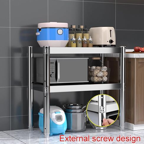 2-Tier Restaurant Kitchen Thickened Stainless Steel Work Table The Bottom of The Inverted Triangle Fixed Adjustable Feet(35.4x19.7x31.5in) in Saudi Arabia