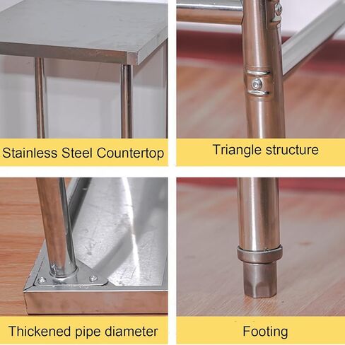 Thickened Stainless Steel Work Table Kitchen Work Tables Heavy Duty Metal Workbench with Adjustable Table Legs(60x40x80cm/23.6x15.7x31.5) in Saudi Arabia