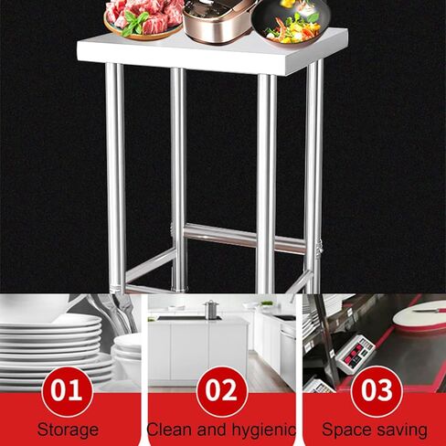 Thickened Stainless Steel Work Table Kitchen Work Tables Heavy Duty Metal Workbench with Adjustable Table Legs(60x40x80cm/23.6x15.7x31.5) in Saudi Arabia