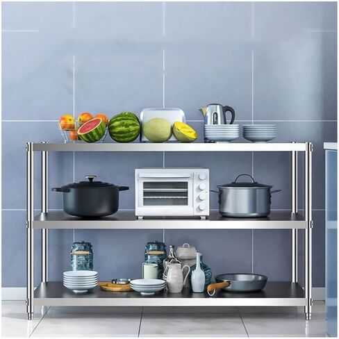Stainless Steel Shelving Adjustable Tier Height Kitchen Workbench 3 Tier Heavy Duty Commercial Prep TableVertical Shelving Work Table(60x40x80cm/23.6x15.7x31.5) in Saudi Arabia