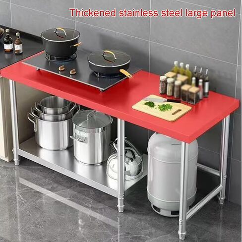 Thickened 304 Stainless Steel Kitchen Work Table Restaurant Cutting Table Stainless Steel Brushed Warehouse Storage Rack Easy to Clean(51.2x23.6x31.5in) in Saudi Arabia