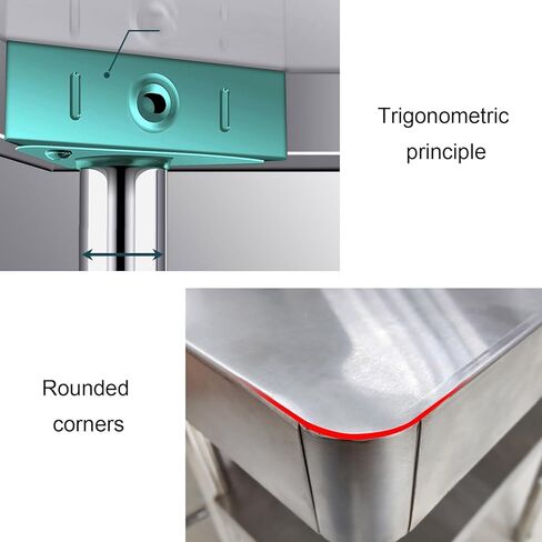 Single Tier Stainless Steel Work Table Open Storage Shelves Rounded Corners Heavy Duty Adjustable Floor Worktops(60x40x80cm/23.6x15.7x31.5) in Saudi Arabia