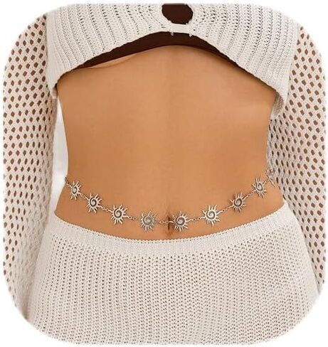 Metal Gold Sun Flower Waist Belt,34Inch Sun Belly Chain Belt,Sexy Sunflower Belly Body Chain Belt,Outfit Dress Long Gold Waist Belt Jewelry for Women in Saudi Arabia