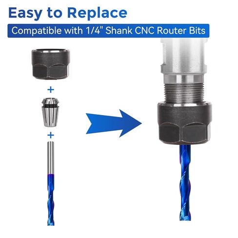 LUNYEE 2 PCS Compression Spiral Router Bits 1/4" Shank,1-1/4" Cutting Length, Extra Long 3 Inch, Carbide UP Down Cut CNC Router Bits End Mill for Carving, Wood Mortises Cutting in Kuwait