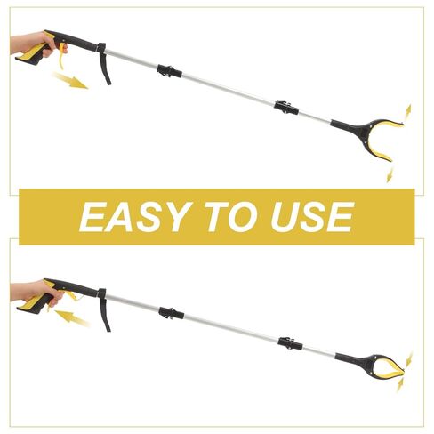 Luxshiny Folding 3-Section Trash Picker Grabber Tool, Long Handle Litter Picker Clip for Waste Collection, Yellow Foldable Garbage Grabber for Outdoor Sanitation and Cleaning Tasks in Saudi Arabia