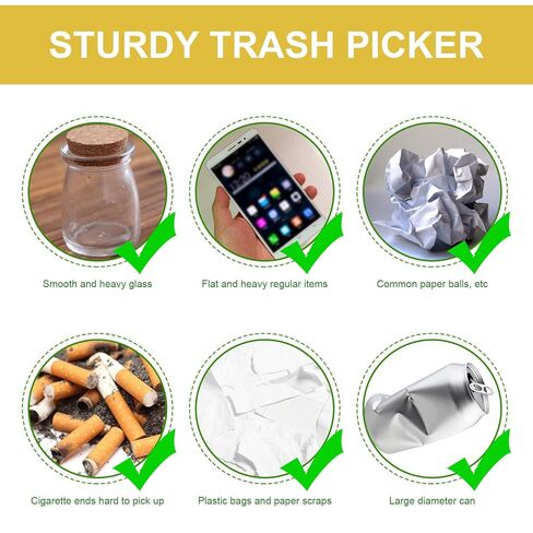 Foldable Trash Grabber Tool, Long Handle Heavy Duty Trash Picker with Three-fold Design, Yellow Litter Grabber for Outdoor and Indoor Waste Collection in Saudi Arabia